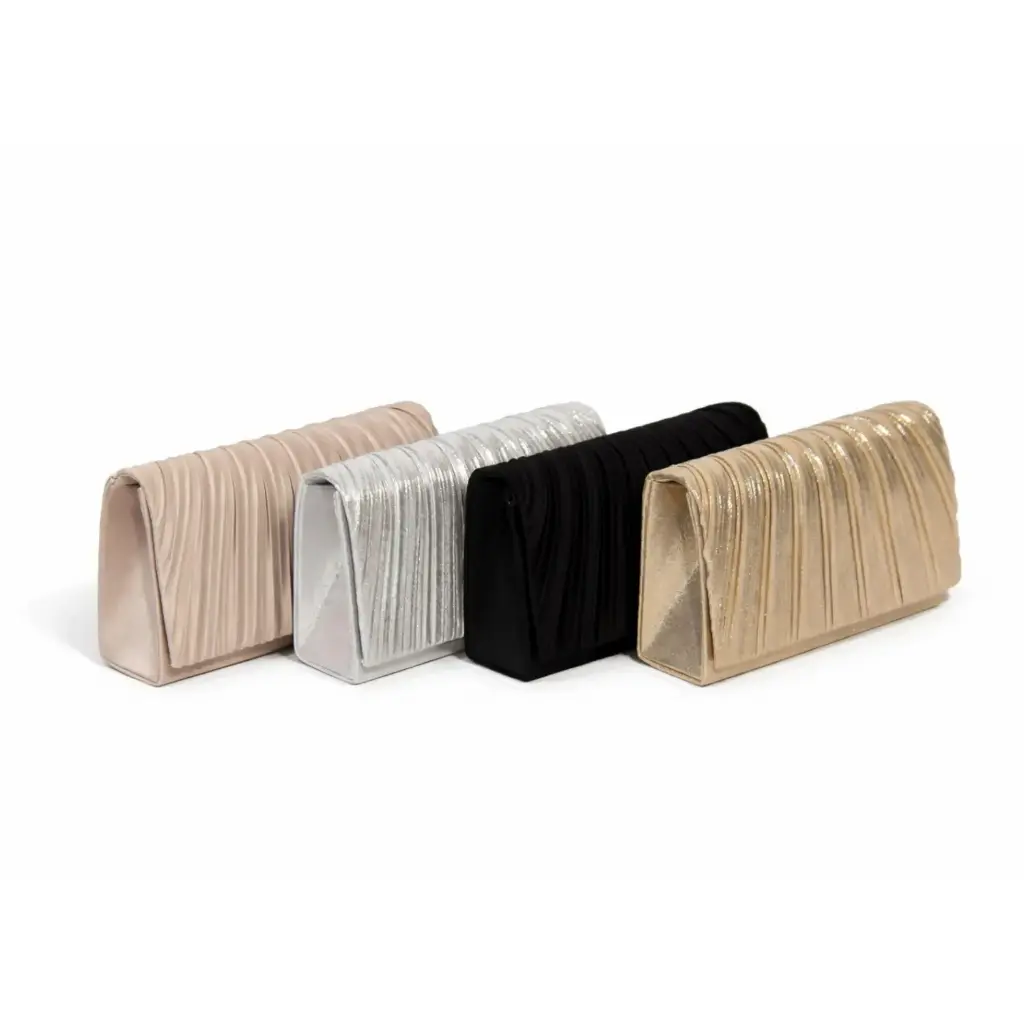360 COTTON WOMEN EVENING CLUTCH PLEATED CRYSTAL  ITALY