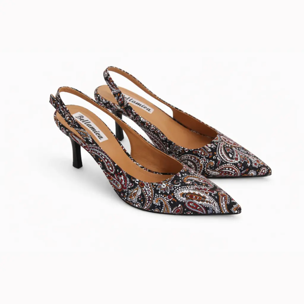 360 COTTON HEELS, 5CM,CLOTH, PATERNS, BLACK 39
