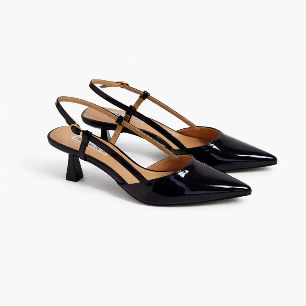 360 COTTON HEELS, 5CM,LAMINATED, NAVY BLUE 39