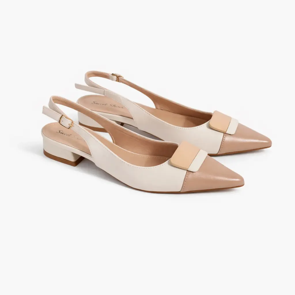 360 COTTON FLAT, ,LEATHER, BEIGE&GREIGE WITH SQUARE BUCLE BEIGE&GREIGE 39