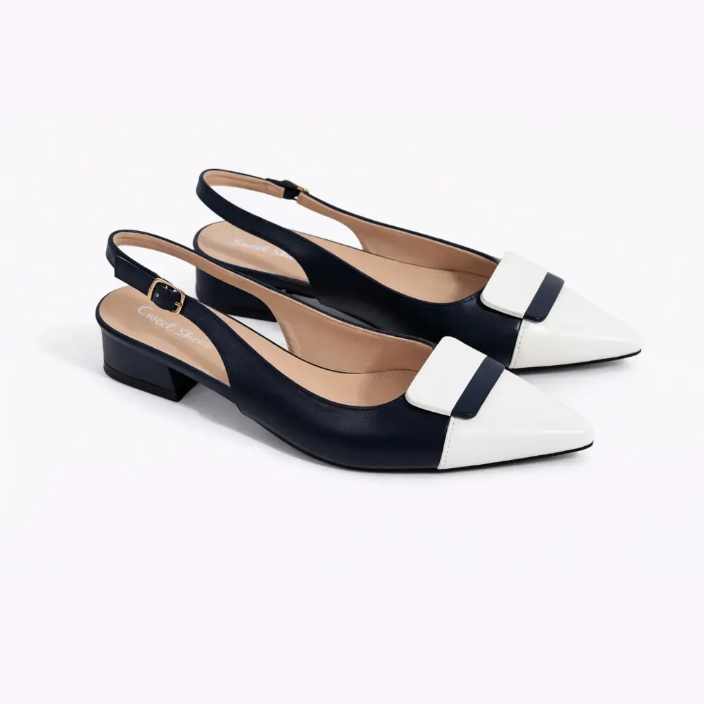 360 COTTON FLAT, ,LEATHER, WHITE&BLACK WITH SQUARE BUCLE BLACK&WHITE 38