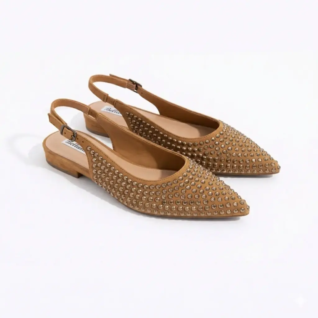 360 COTTON POINTED FLAT WITH STRASS CAMEL 39