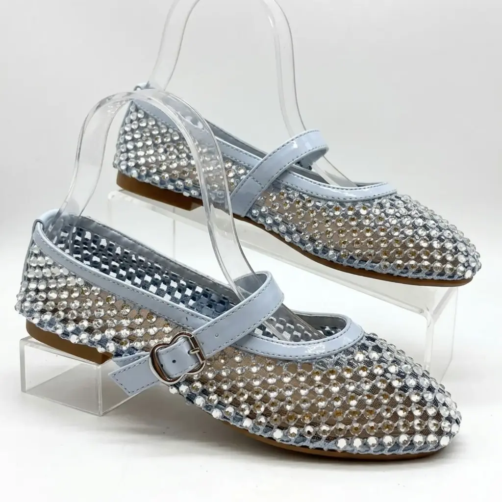 360 COTTON ROUND FLAT WITH STRASS WITH BUCCLE SKY BLUE 38