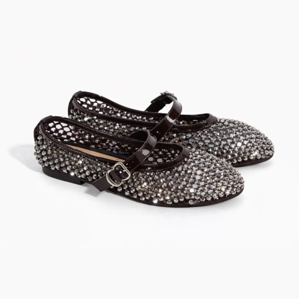 360 COTTON ROUND FLAT WITH STRASS WITH BUCCLE BROWN 38