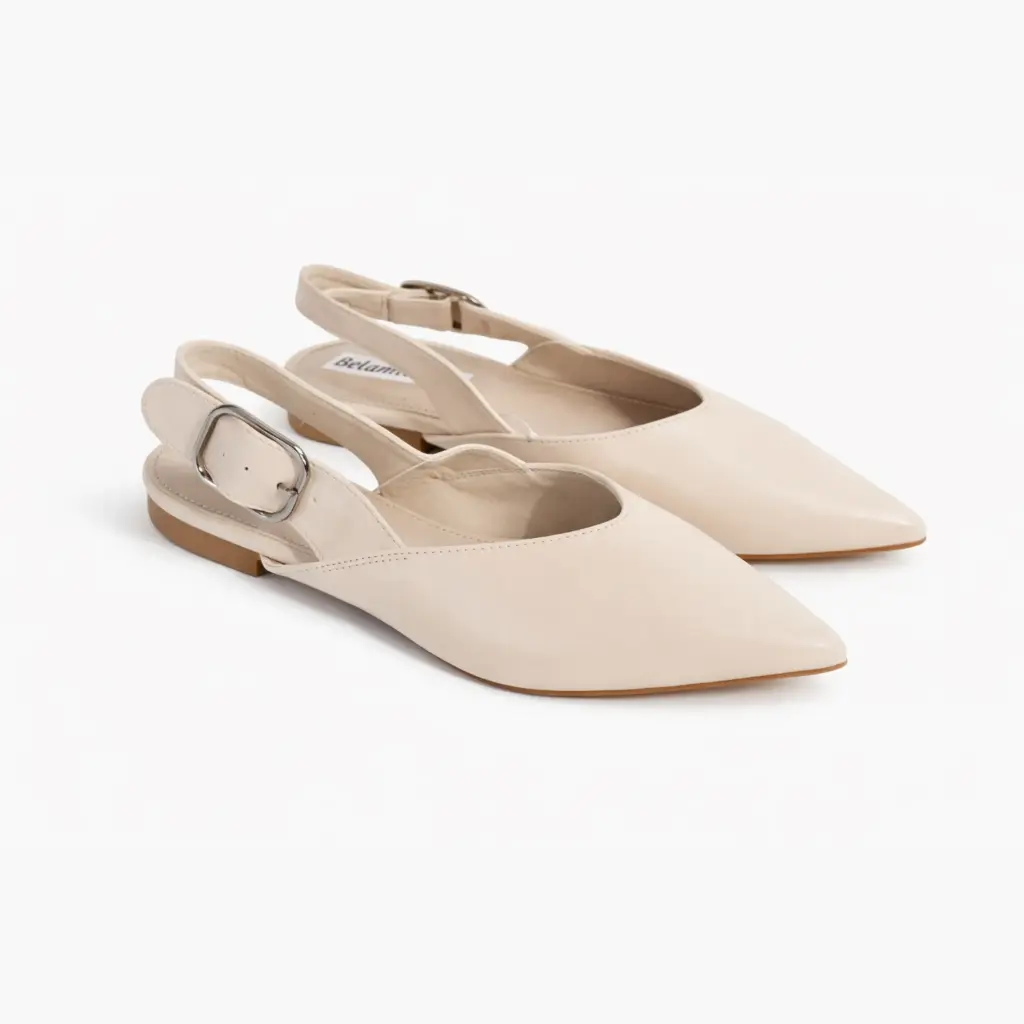 360 COTTON POINTED FLAT WITH BUCLE LEATHER BEIGE 39
