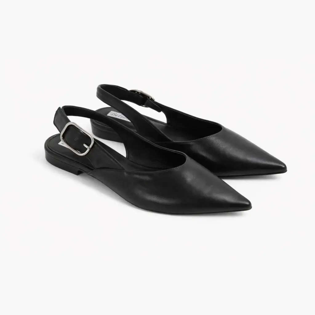 360 COTTON POINTED FLAT WITH BUCLE LEATHER BLACK 37
