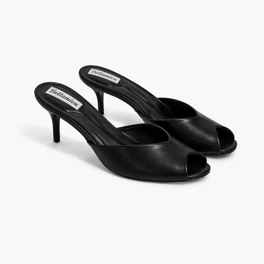 360 COTTON FAUX LEATHER MULES ROUND BLACK 37  