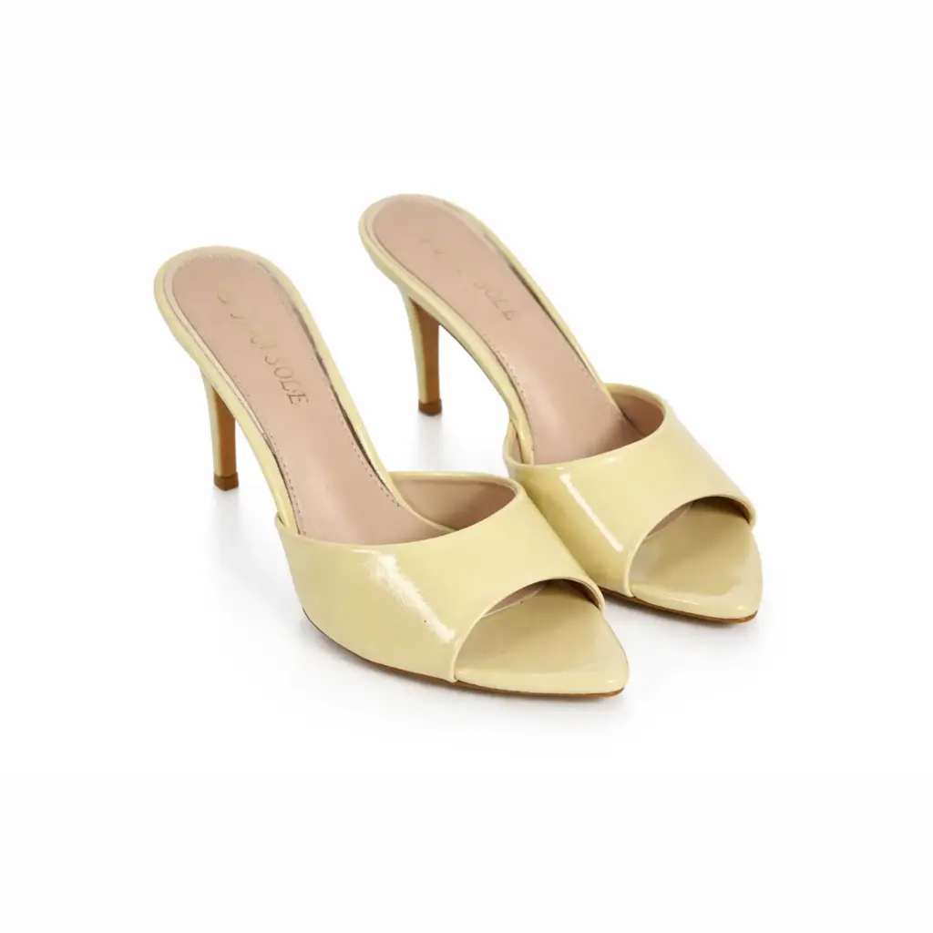 360 COTTON FAUX LEATHER MULES POINTED YELLOW 39