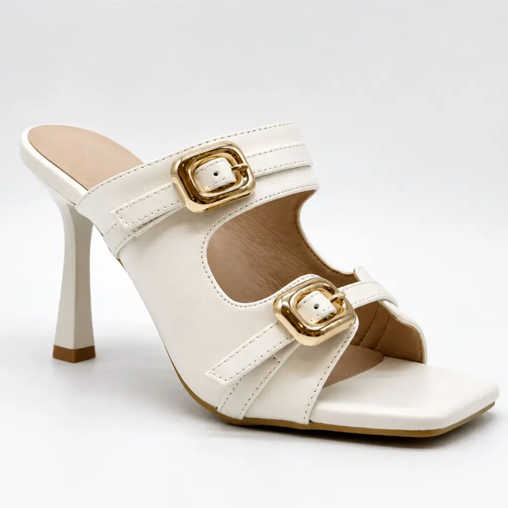 360 COTTON HIGH MULES WITH TWO BUCLES WHITE  38