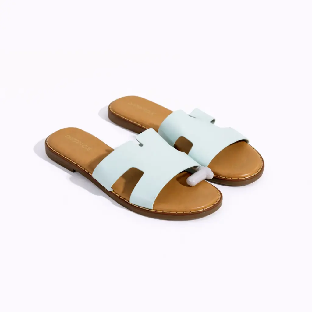 360 COTTON LEATHER SLIDES BLUE 38
