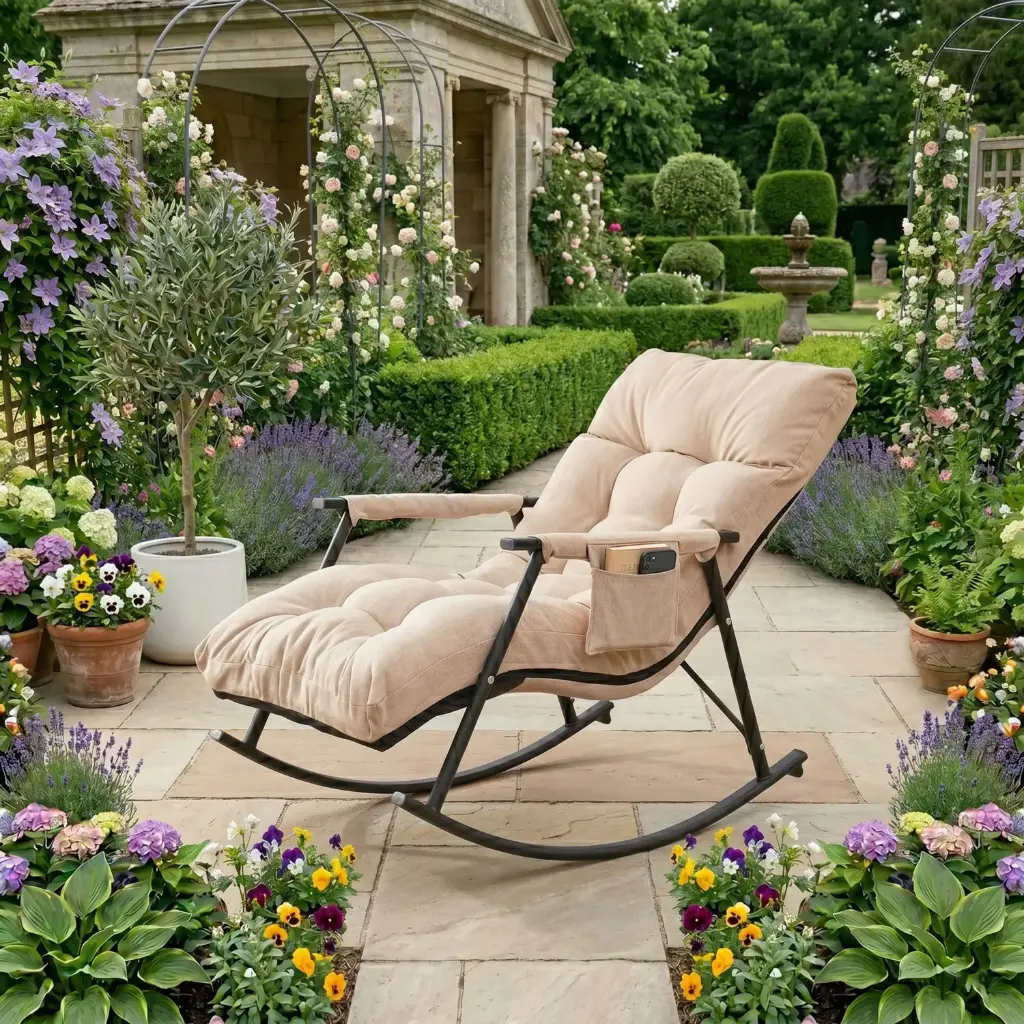 360 HOME OUTDOOR LOUNGE ROCKING SWING CHAIR BEIGE