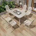 360 HOME OUTDOOR 7 PCS PATIO SET WITH 6 CHAIRS  AND A RECTANGULAR TABLE BEIGE