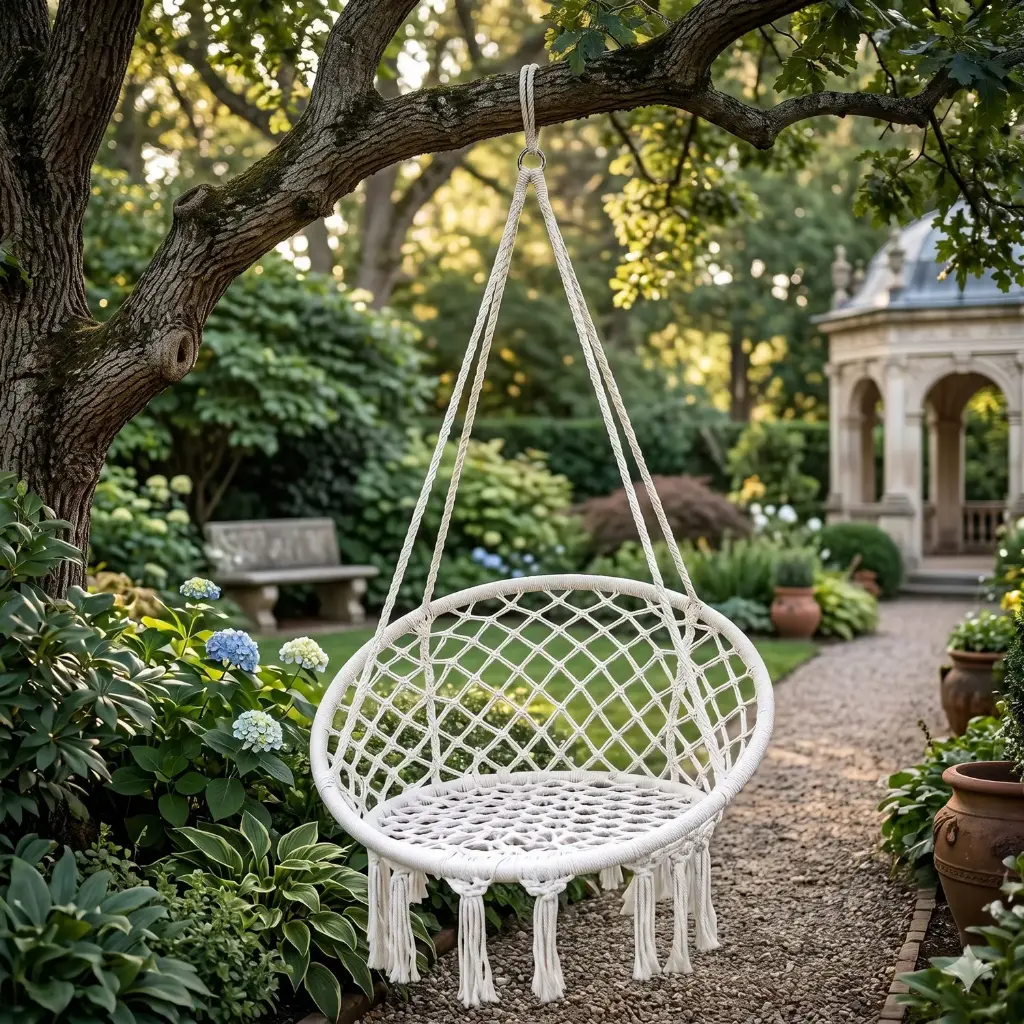 360 HOME OUTDOOR HANGING BASKET SWING CHAIR NORDIC STYLE WITH HAMMOCK ROPE 80*60