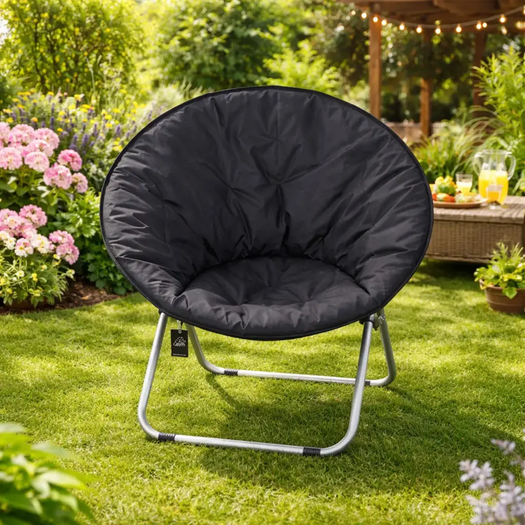 360 HOME OUTDOOR FOLDABLE SAUCER MOON CHAIR 80*80*78 BLACK