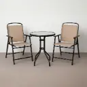 360 HOME OUTDOOR 3 PCS BISTRO SET FOLDING CHAIRS WITH ROUND BAR TABLE CHAIR:67*56.5*108 TABLE:60*60*84 BEIGE
