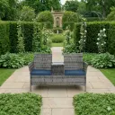 360 HOME OUTDOOR 1 PC BISTRO LOVESEAT RATTAN WICKER SET WITH TWO SEATS AND A BUILT-IN TABLE 141*64*83 GREY