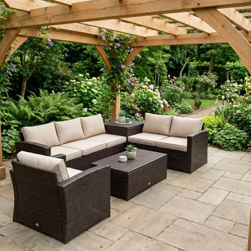 360 HOME OUTDOOR 5 PCS PATIO RATTAN WICKER SET 3-SEAT: 181*73*76 
2-SEAT: 126*73*76 SINGLE SEAT: 71*73*76 COFFEE TABLE: 120*60*40 SIDE TABLE: 70*70*64