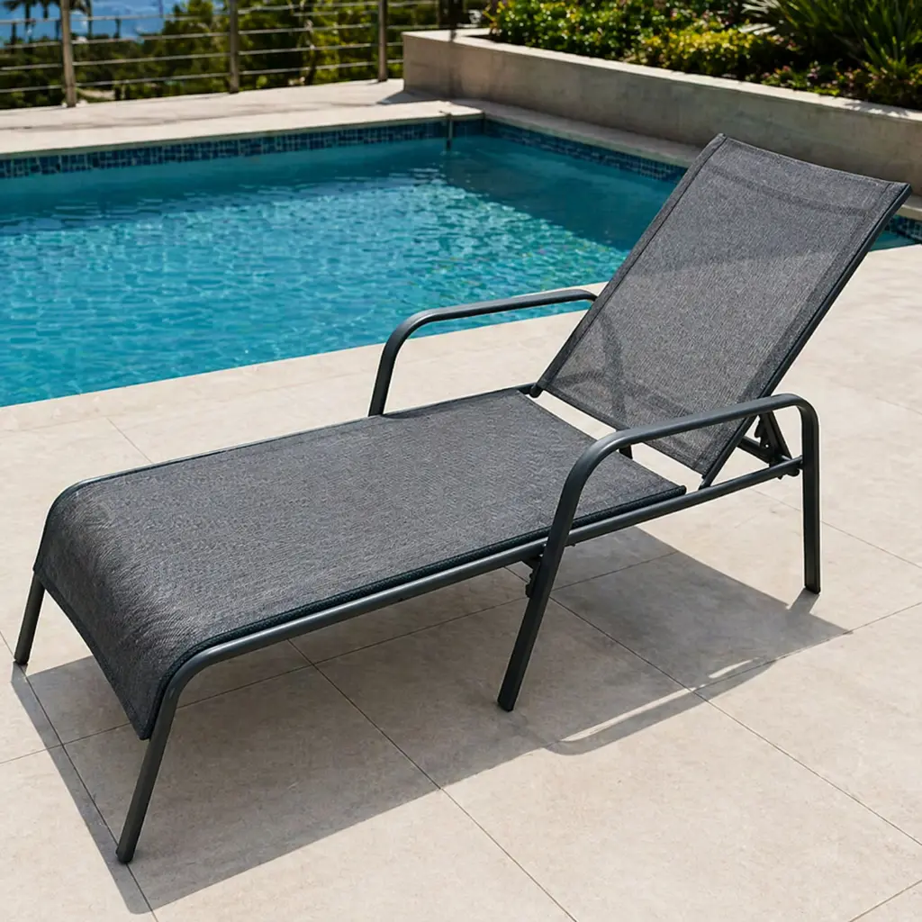 360 HOME OUTDOOR SUN LOUNGE CHAIR 125*75*15.5 BLACK