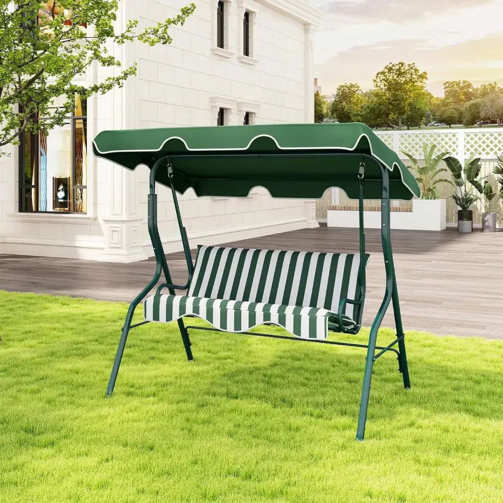 360 HOME OUTDOOR 3-SEAT SEILING ROCKING SWING CHAIR L170xW110xH153CM BEIGE