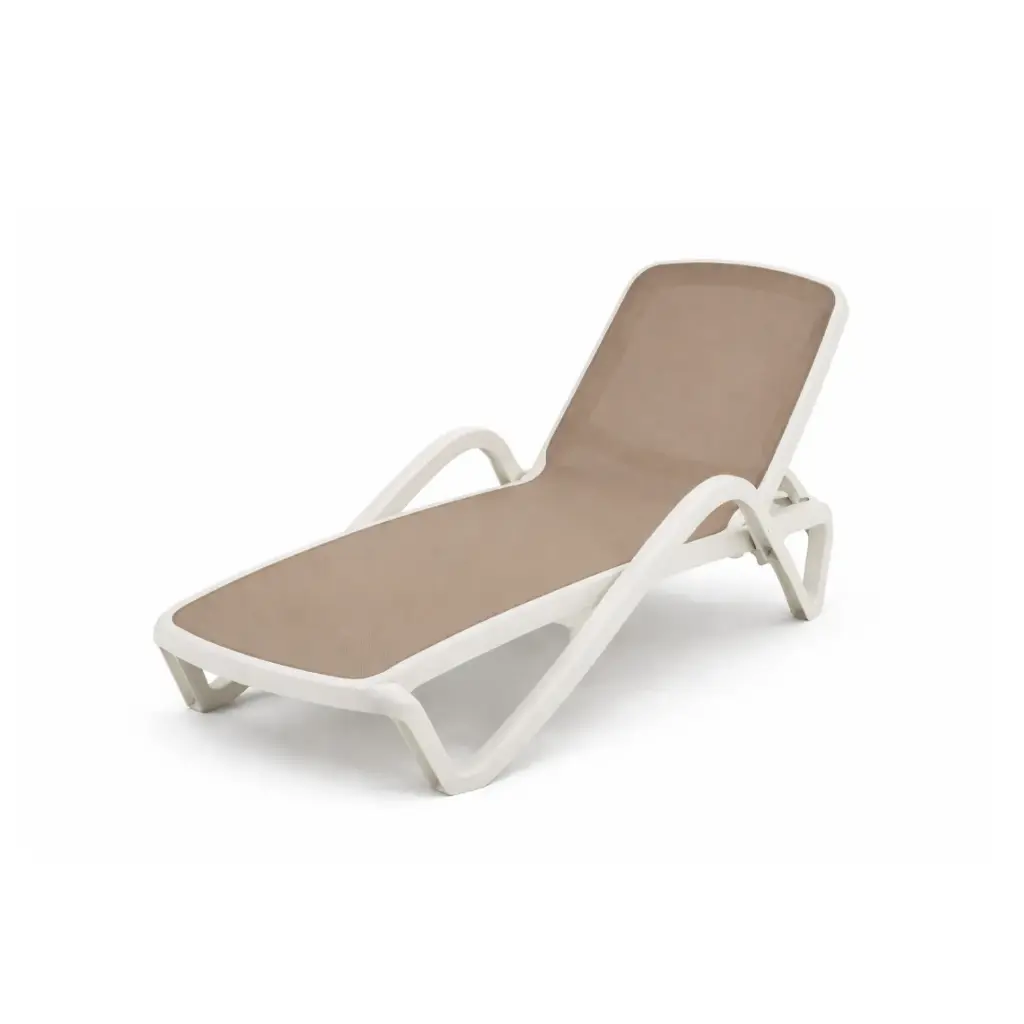 360 HOME LONG CHAIR STACKABLE POOLSIDE ABS PLASTIC+BREATHABLE TEXTILENE