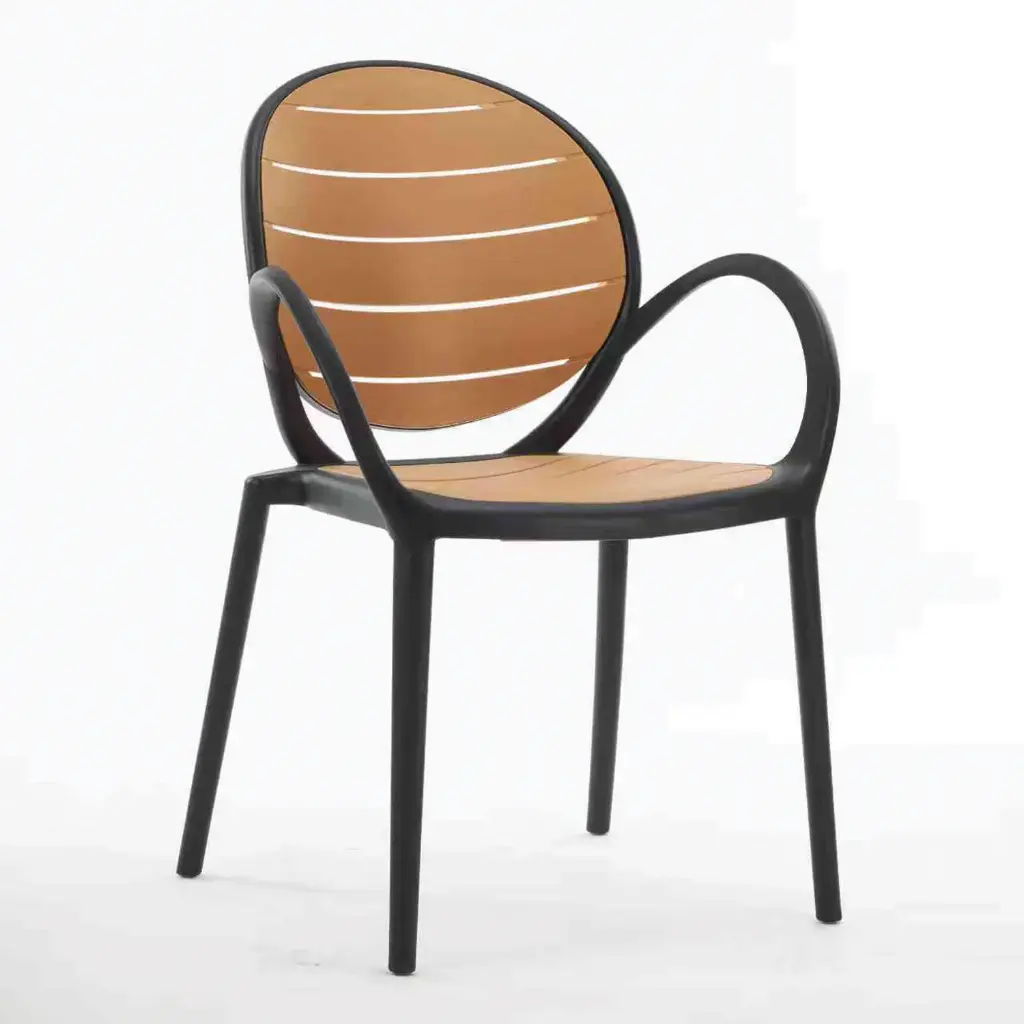 360 HOME VERSATILE PLASTIC DINING CHAIR INDOOR/OUTDOOR 55*45*86 BEIGE+BLACK
