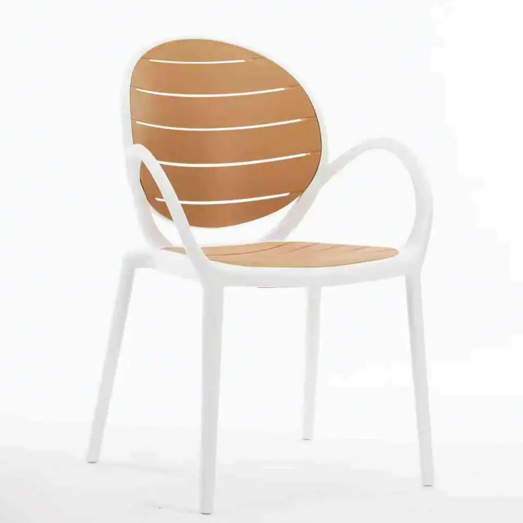360 HOME VERSATILE PLASTIC DINING CHAIR INDOOR/OUTDOOR 55*45*86 BEIGE+WHITE