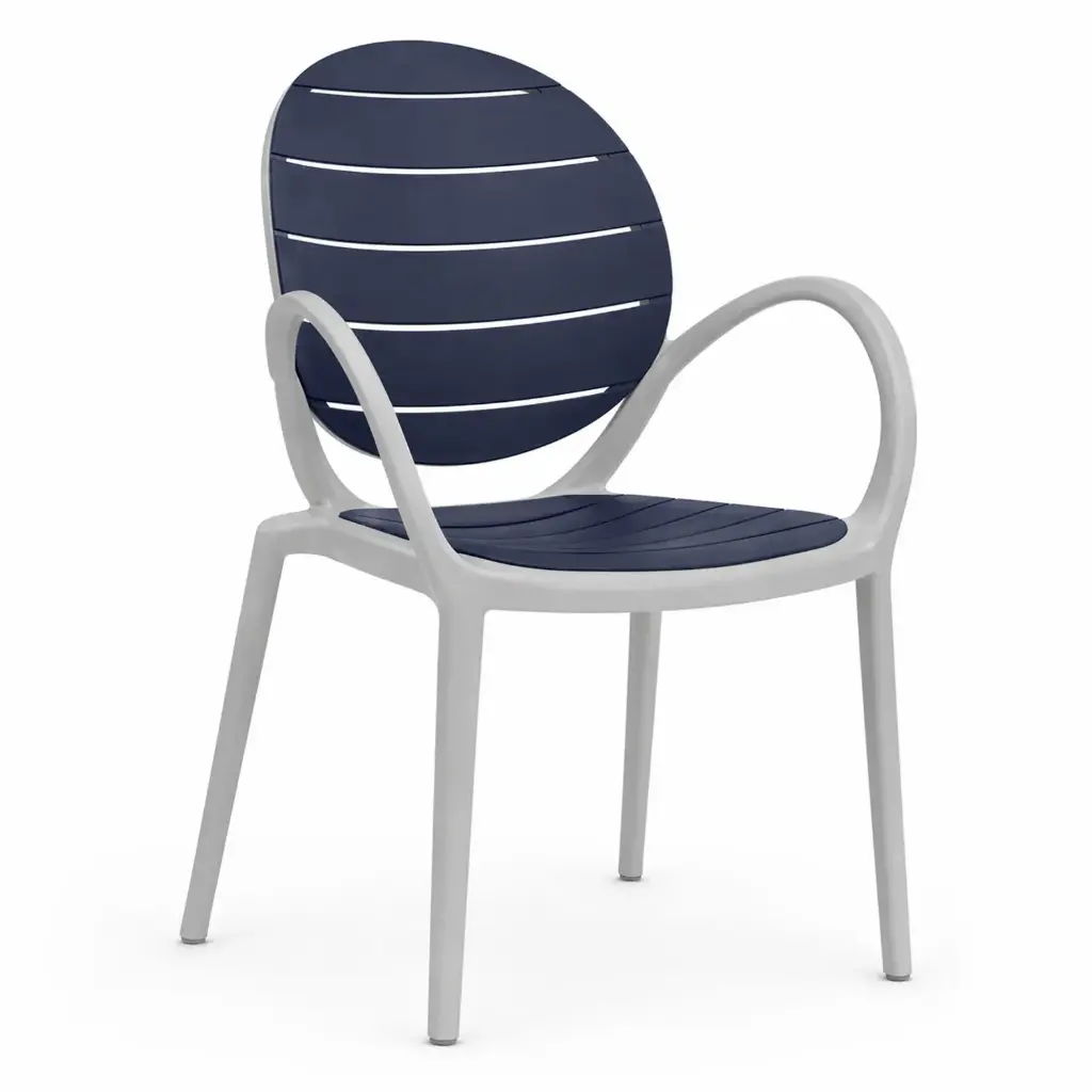 360 HOME VERSATILE PLASTIC DINING CHAIR INDOOR/OUTDOOR 55*45*86 GREY+NAVY