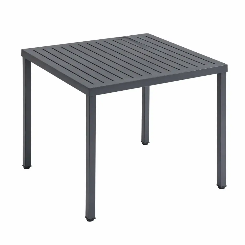 360 HOME  TABLE POLYRESINE WHITE+STEEL FRAME INDOOR/OUTDOOR BLACK