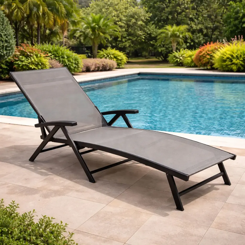 360 HOME OUTDOOR SUN LOUNGE CHAIR 170*64*85CM BLACK
