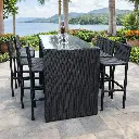 360 HOME OUTDOOR 7 PCS PATIO RATTAN WICKER SET WITH 6 CHAIRS 42*42*405CM AND RECTANGULAR BAR TABLE: 195*76*107CM BLACK