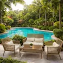 360 HOME OUTDOOR 4 PCS PATIO ALLUMINIUM SET WITH 2-SEATS SOFA, 2 SINGLE CHAIRS AND A RECTANGULAR COFFEE TABLE BROWN