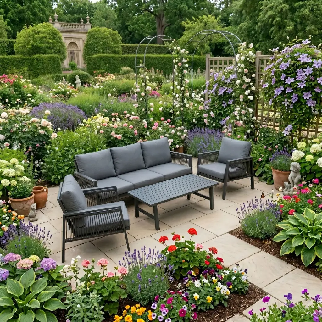 360 HOME OUTDOOR 4 PCS PATIO ALLUMINIUM SET WITH 3-SEATS SOFA, 2 SINGLE CHAIRS AND A RECTANGULAR COFFEE TABLE  GREY