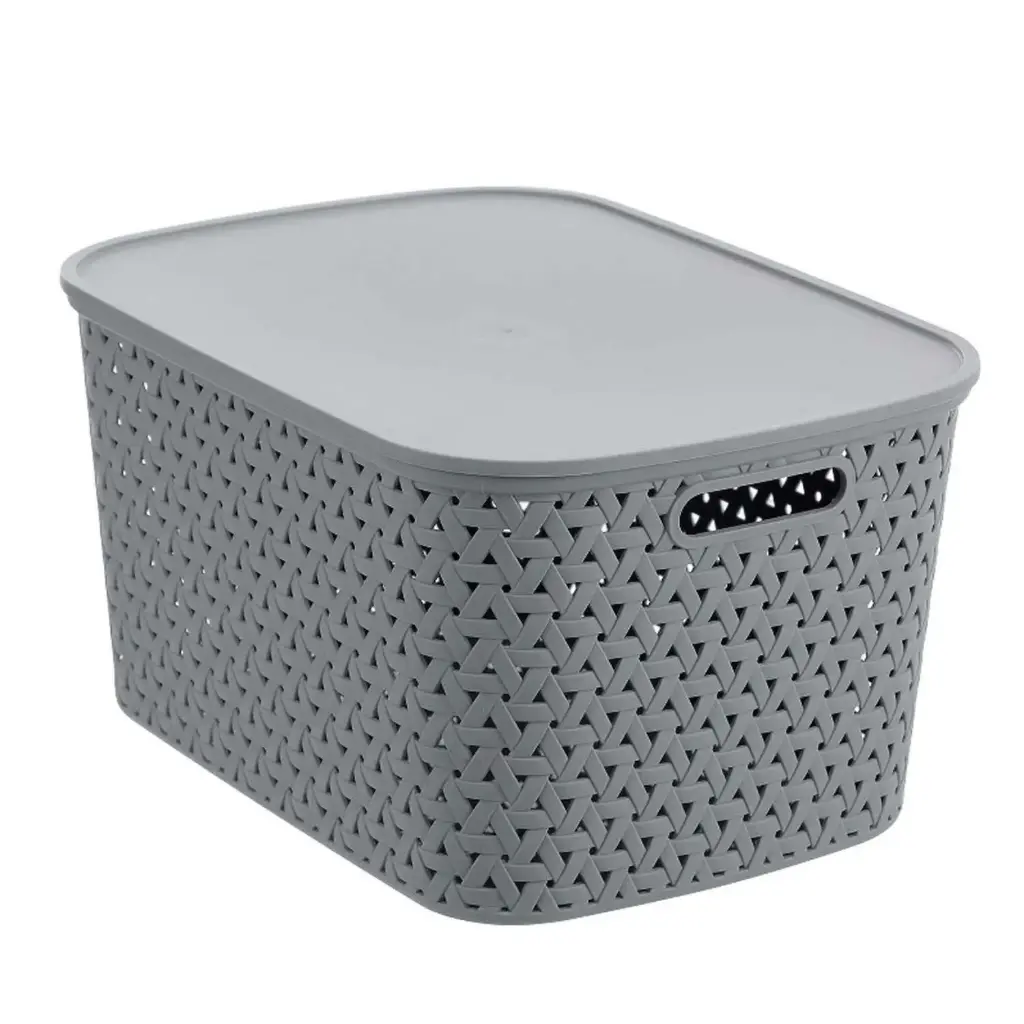 360 HOME RATTAN STORAGE BASKET WITH LID  40*30.5*22CM (26L)