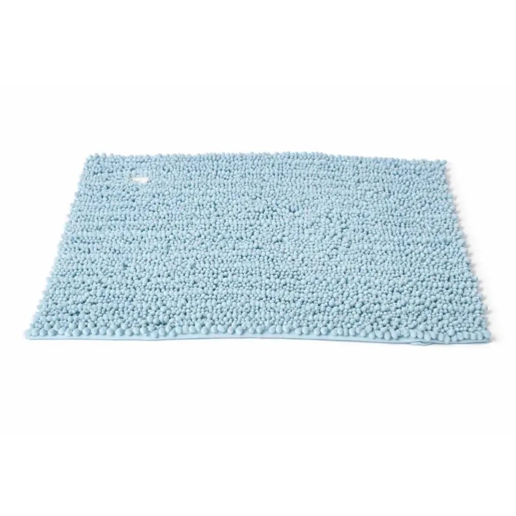 360 HOME SOFT FLUFFY BATHROOM MAT 50X80CM 1600GRM(640g/roll) BLUE CHENILLE WASHABLE