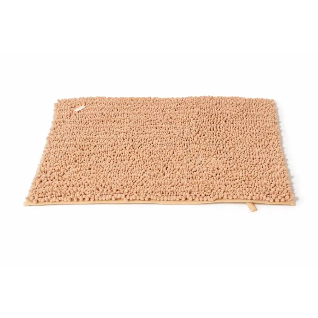 360 HOME SOFT FLUFFY BATHROOM MAT 50X80CM 1600GRM(640g/roll) BEIGE CHENILLE WASHABLE