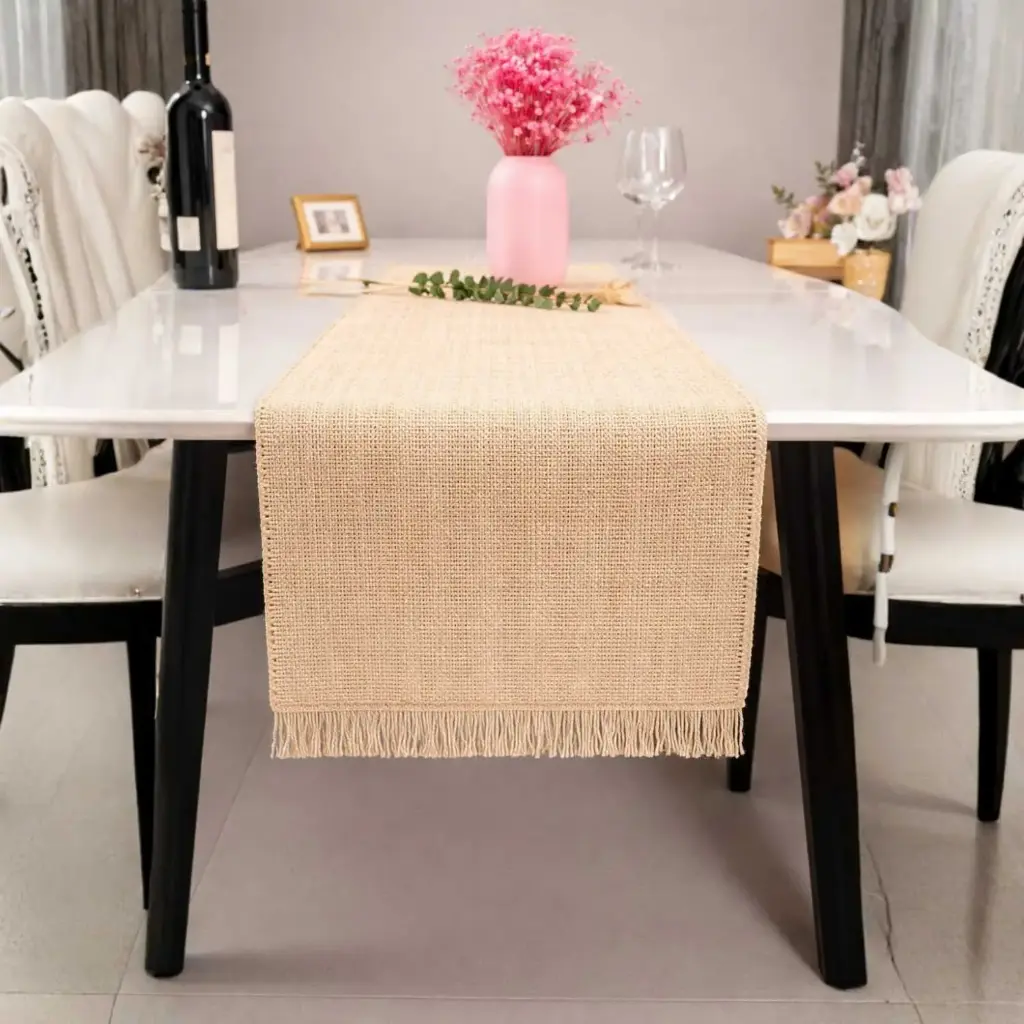 360 HOME TABLE RUNNER STRAW 30*120CM RUSTIC FARMHOUSE NEUTRAL BEIGE OR OATMEAL COLOR