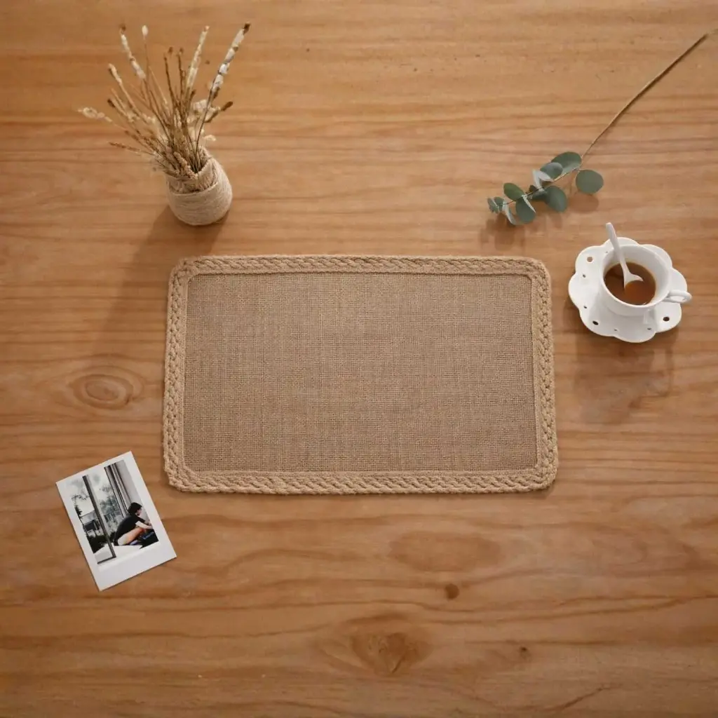 360 HOME PLACEMAT STRAW 30*45CM LIGHT BROWN OR BEIGE RECTANGULAR WITH A FLAT SURFACE +BORDER SLIGHTLY ELEVATED