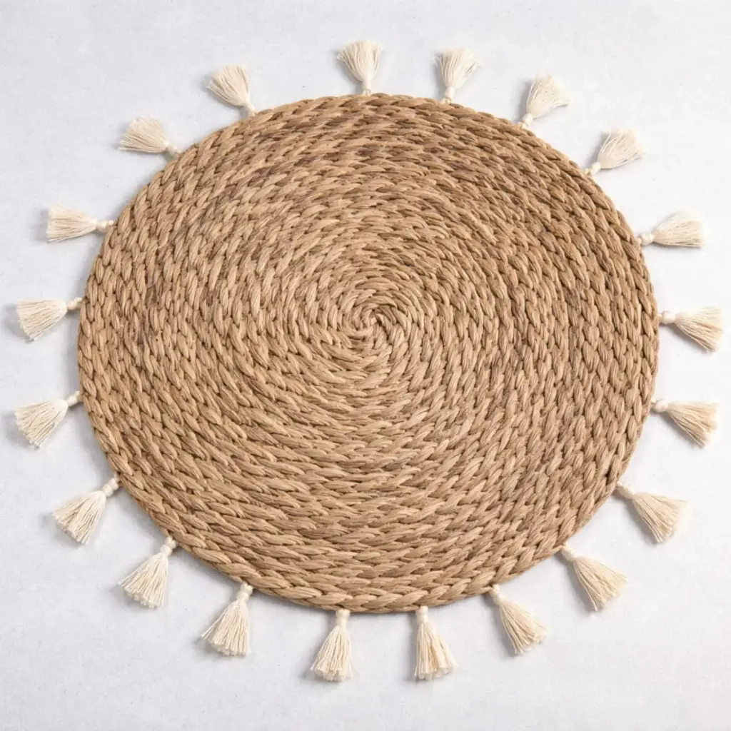 360 HOME PLACEMATSTRAW 35CM CIRCULAR TIGHTLY BRAIDED OR COILED CONSTRUCTION WITH A NATURAL EARTHY COLOR