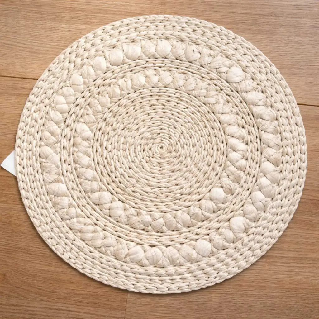 360 HOME PLACEMAT STRAW 38CM ROUND LIGHT COLORED MACRAME HAND KNOTTED DESIGN 