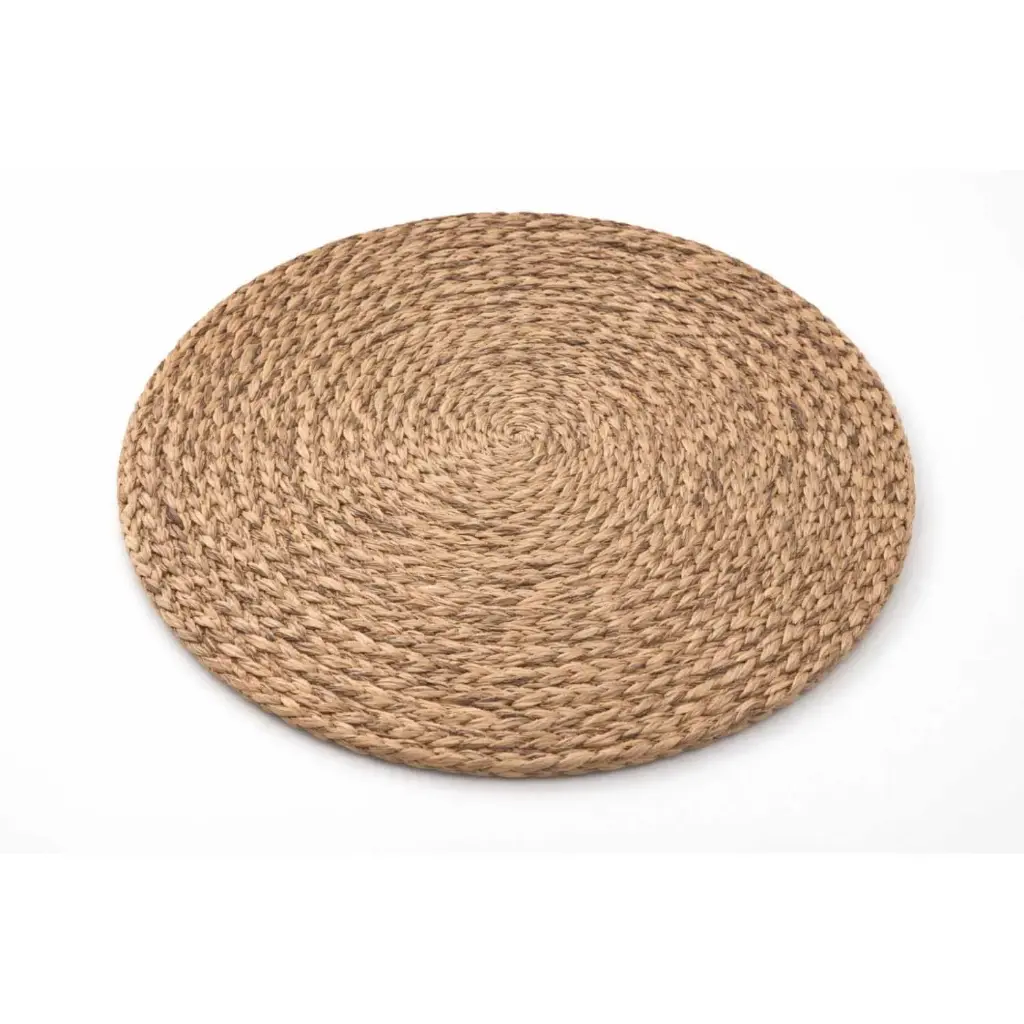 360 HOME PLACEMAT STRAW 35CM ROUND SHAPED BEIGE OR WARM GOLDEN-BROWN TONE RUSTICTEXTURE BRAIDED SPIRAL DESIGN