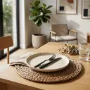 360 HOME PLACEMAT STRAW 35CM ROUND SHAPED BEIGE OR WARM GOLDEN-BROWN TONE RUSTICTEXTURE BRAIDED SPIRAL DESIGN