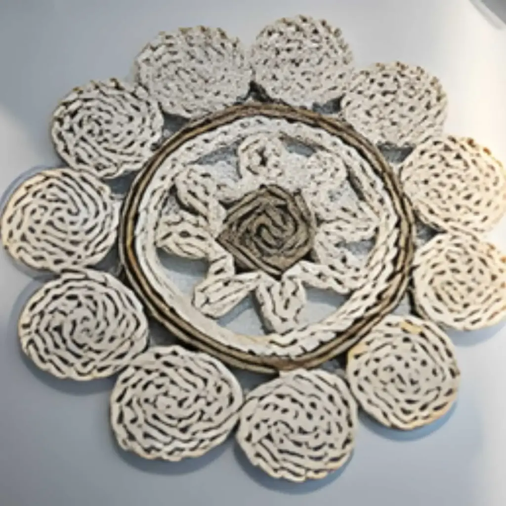 360 HOME PLACEMAT STRAW 38CM CENTRAL CIRCULAR MOTIF SURROUNDED BY A BORDER OF SMALLER INDIVIDUAL CIRCULAR ELEMENTS NATURAL UNDYED +OFF-WHITE