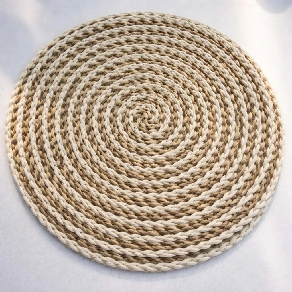 360 HOME PLACEMAT STRAW 38CM ROUGH TEXTURE CIRCULAR COILED DESIGN NATURAL BEIGE 