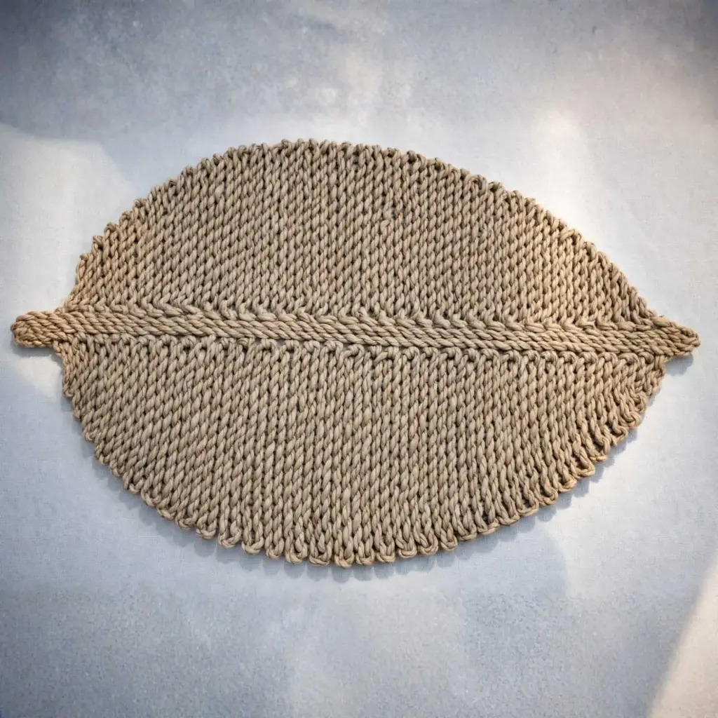 360 HOME RUNNER TABLE STRAW 50*33CM LUTINDZI GRASS LEAF SHAPE WITH SMALL STEM-LIKE PROTRUSION ON ONE END DARK BEIGE