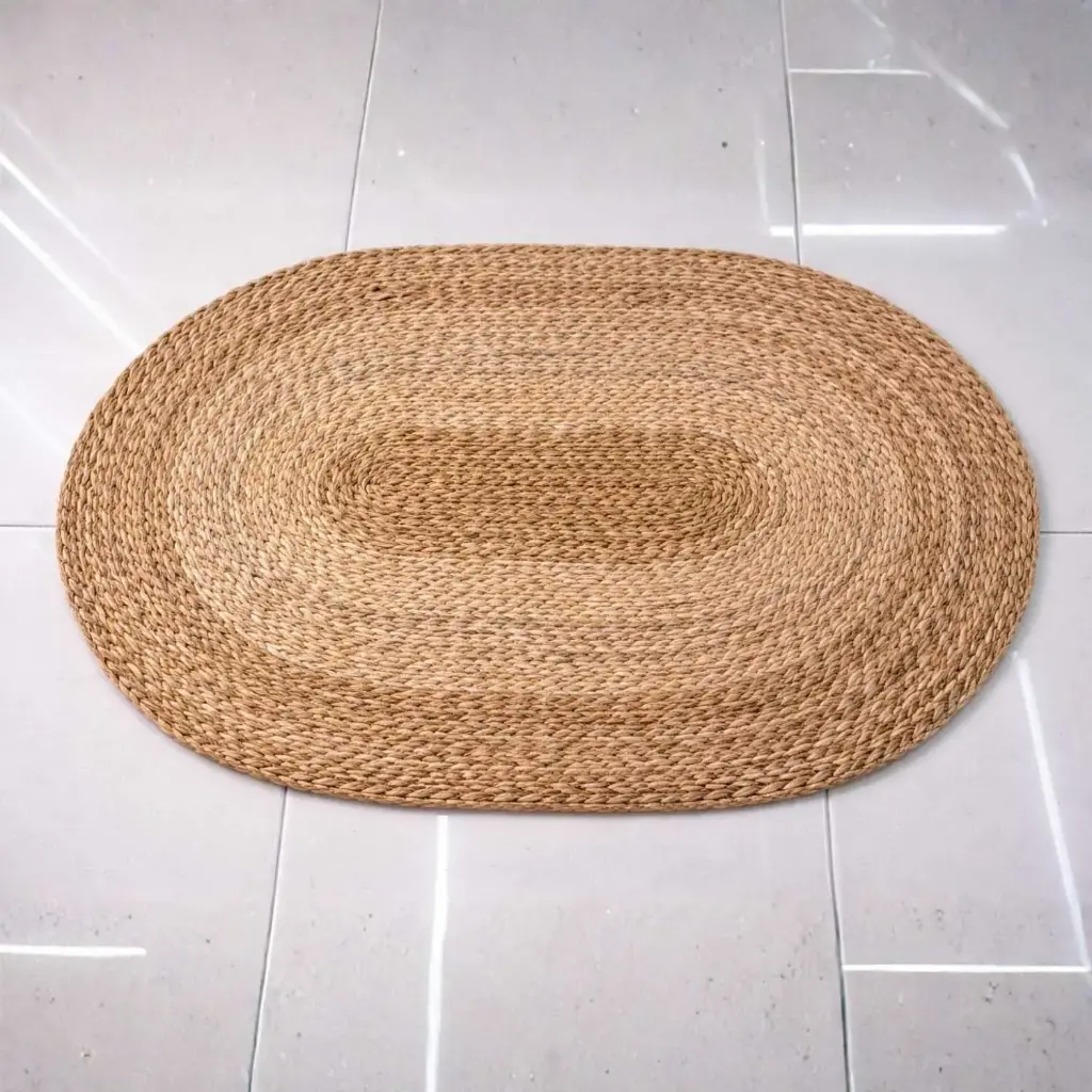 360 HOME FLOORMAT STRAW 120*80CM BRAIDED OVAL-SHAPED NATURAL BEIGE COLOR