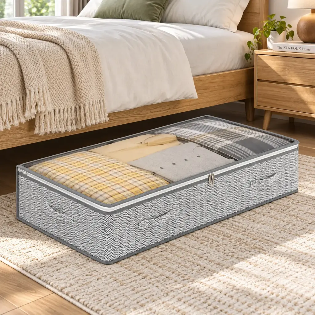 360 HOME BOX ORGANIZER MULTIUSE GREY SOLID LINE EXTRA LARGE SIZE CLOTHING STORAGE 