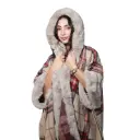 360 COTTON  LADIES HOODED PUNCHO, FUR DESIGN