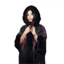 360 COTTON  LADIES HOODED PUNCHO, FUR DESIGN