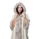 360 COTTON  LADIES SOFT COZY PUNCHO BEIGE FUR DESIGN