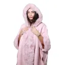 360 COTTON  LADIES SOFT COZY PUNCHO PINK FUR DESIGN